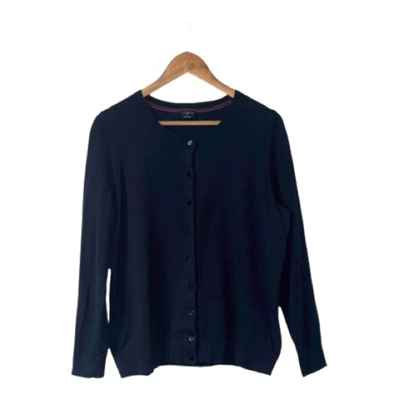 Talbots Sweaters - Talbots Navy Blue Cardigan Sweater Pima Cotton Lycra Dark Academia Office Work